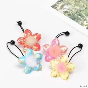 [셀러에이드]한복밍크플라워방울 아기자기샵 방울끈 헤어악세사리