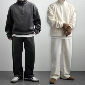 리얼타임 벨벳터치 양털 코듀로이 아노업 셋업/남자 겨울 기모 골덴 와이드 트레이닝 세트 츄리닝 벨벳 아노락 보온 방한 추리닝 상하의 [3C]