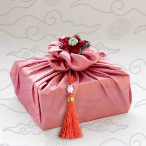 전통 보자기 포장 매듭 장식 노리개 술 한복 액세서리 예단 선물용 핑크 실크
