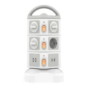 Soopii 4000W고용량 10구 USB 멀티탭 배선차단 캠핑 타워 안전 멀티콘센트 2M TPS10