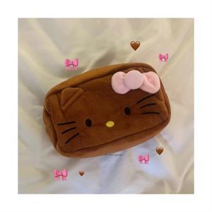 메리 탄키티 태닝 파우치 산리오 블랙 키티 필통 뽀송 뽀글 선물 빅 퀄팅 누빔 가방 프릴 레이스