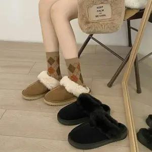 [하프클럽/다잇템]여성 슬리퍼 평평한 퍼트리밍 FW 털내장 방한용