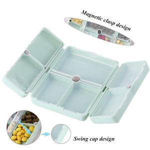 자석 접이식 주간 알약 정리함 휴대용 여행용 케이스 지갑 포켓용 작은 상자 비타민 보관 7 구획