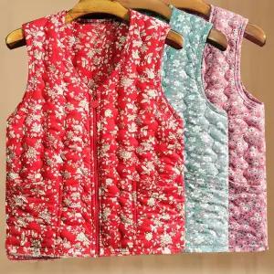 촌캉스꽃무늬퀼팅조끼 시골 레트로 촌캉스 김장조끼