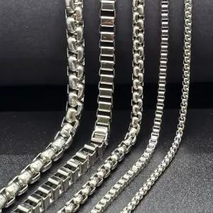 남자 은 목걸이 실버 백금 도금 화이트 골드 써지컬스틸 박스 체인 목걸이 줄