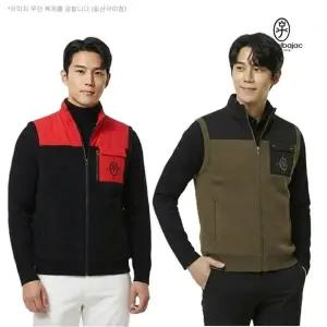 까스텔바작 골프 남성 방풍내장 니트 우븐배색 풀집업 조끼 BGDWSV-...