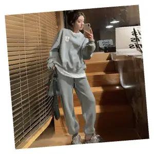 회색 기모 밴딩 조거팬츠 맨투맨 세트 편한 홈웨어 운동복 트레이닝 투피스