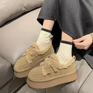 [라일리] Rly 여성 포근한 퍼안감 겨울 양털 더블 버클