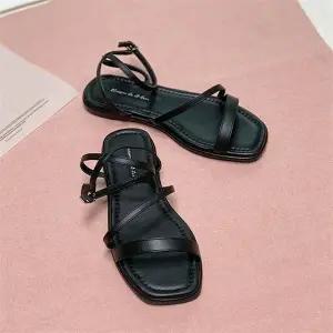 [오노마] ONM 스트랩샌들 데일리플랫슈즈 여행신발 스퀘어코 스티치 (S8532410)