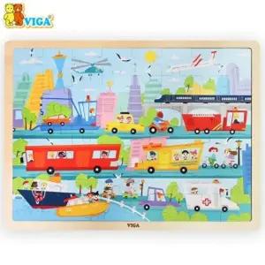 (V44582) 비가(VIGA) 48피스 퍼즐 시티교통/애니/그림/조각/디자인/아기/블럭/아동/어린이용/어린이/판퍼즐