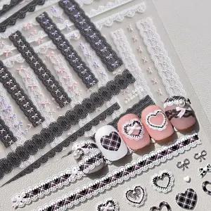 고품질 레이스 레이스스티커 3D네일스티커 네일아트 엠 리본네일 (WFK9D4T)