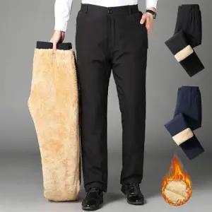 겨울 비지니스 데일리 융털 가득 기모 정장 팬츠