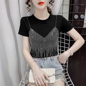 티셔츠 바 라인 1089블랙 방송댄스 슬림 댄스복 반팔 상의