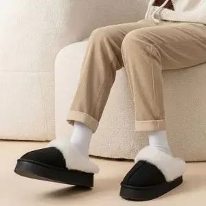 남성 통굽 털슬리퍼 기모 퍼안감 사무실 실내 외출 방한화