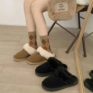[옷자락]여성 겨울 퍼트리밍 플랫 슬리퍼 털내장 방한용