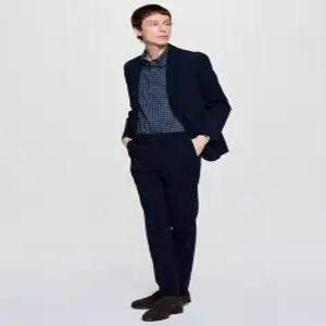 헤지스 남성 25FW [시즌오프][CORDUROY] 네이비 폴리 코듀로이 셋업 자켓 HZJA5D402N2