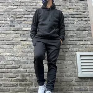 따뜻한 기모 후드 트레이닝세트 무지 겨울 츄리닝세트 남녀공용 홈웨어