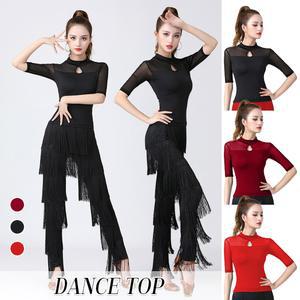 댄스복 라인 줌바 볼룸 탱고 상의 밸리 공연 스포츠 연습 무대 웨어 방송 모던 코스튬 댄스 여성 술 사교 바지 라틴 댄스옷 셔츠