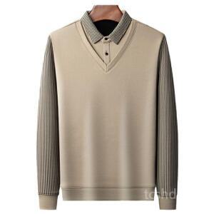 남성 기모 페이크 레이어드 캐시미어 스웨터 오버핏니트 긴팔티셔츠 SL