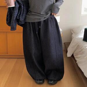 2617 빅기모 스트링 절개 와이드 밴딩 데님 (2color)