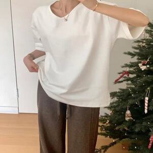 루즈 피치기모 유넥 반팔 티셔츠 (4color)