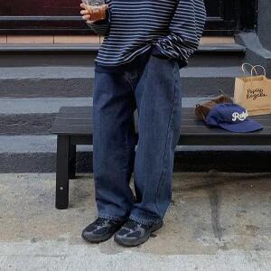 2577 웜히트 빅기모 일자핏 데님 (3color) 허리속밴딩