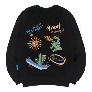 엘라모 기모M 렛츠고다이노 맨투맨 남녀공용 빅사이즈 S~4XL