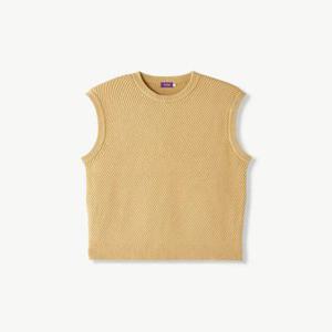 [STCO]사선 조직 니트 베스트_옐로우 (오버핏)-SKVUC71OSY