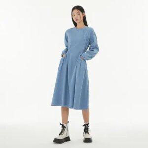 [made by LAP] 데님셔링 주머니 롱 원피스 AP1DO263