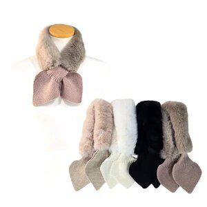 [와이제이] 리본 고리니트 퍼 머플러