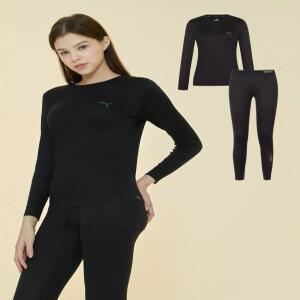 푸마 바디웨어 여성 라이트 퓨징 웜웨어 상하의 세트 (블랙)