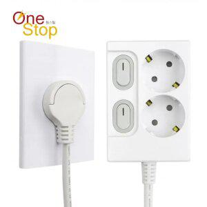 원스탑 제로갭 국산 슬림 납작 멀티탭 2구 16A 고출력 개별스위치 멀티콘센트 1m,1.5m