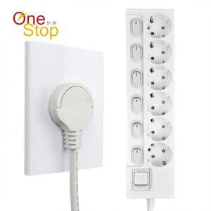 윈스탑 제로갭 국산 슬림 납작 멀티탭 6구 16A 고출력 개별스위치 멀티콘센트 1m,1.5m