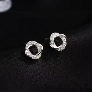 s925 실버 뫼비우스 꼬임 귀걸이 피어싱 큐빅 지르코니아