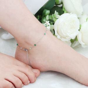 썸머그린 / 여름 바캉스룩 원피스 패션 레이어드 써지컬스틸 비드 체인 발찌