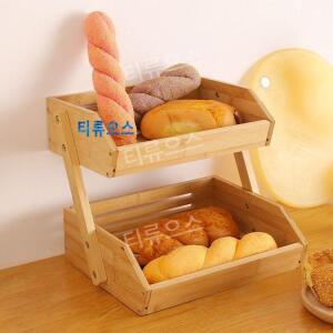 우드 2단 선반 주방 양념대 선반 원목 테이블 야채 과일 수납 선반 가정용 선반 티류으