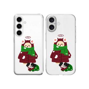최신 귀여운 갤럭시 아이폰 투명 젤리케이스 겨울패션 곰과 강아지 / 핸드폰케이스