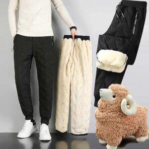 남자 겨울 두툼 융털 기모 방한 패딩 작업복 근무복 바지 양털 플리스 밴딩 팬츠