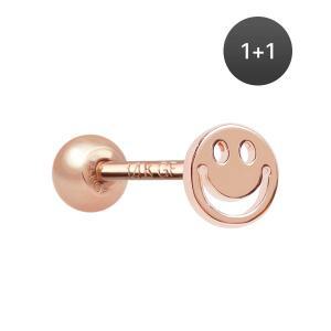 14K 골드필드핀 스마일 여성 데일리 패션 심플 피어싱 1+1