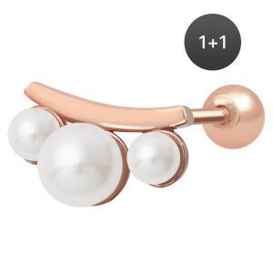 14K 골드필드핀 쓰리펄 여성 데일리 패션 심플 피어싱 1+1