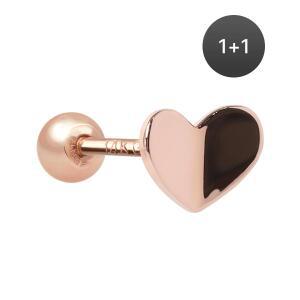 14K 골드필드핀 폴딩하트 여성 데일리 패션 심플 피어싱 1+1