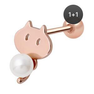 14K 골드필드핀 펄캣 여성 데일리 패션 심플 피어싱 1+1