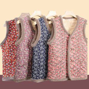 융기모 안감 촌캉스 누빔 꽃무늬조끼 기모 할머니 김장조끼