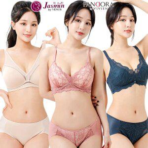 비비안 비너스 편한 노와이어 브라 팬티 세트 여름 빅사이즈 홑겹 레이스 마담 브래지