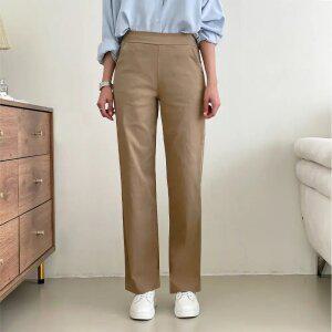 [코튼 일자바지] 가을 여성 코튼 스판 일자핏 팬츠 베이지+블랙 면바지
