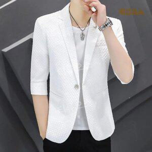정장 마이 반팔 자켓 남성 여름 블레이저 캐쥬얼 흰색 얇은 슬림 7부 봄 티류으스