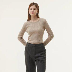 메리노울블렌디드 슬림 골지 라운드넥 니트 풀오버 PQ4KL061