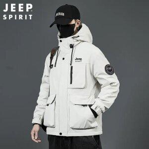 JEEPspirit 재킷 남성용 겨울 코튼 그래핀 보온 두꺼운 후드 코튼 코트