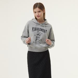 고양이 크롭 후드 티셔츠 PQ4CL064