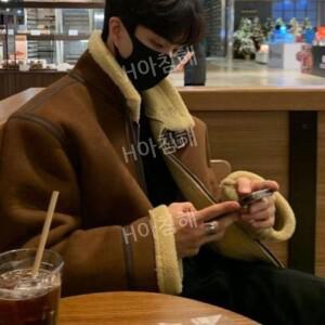 티류으스 남자 무스탕 뽀글이 점퍼 보아털 후리스 자켓 코디